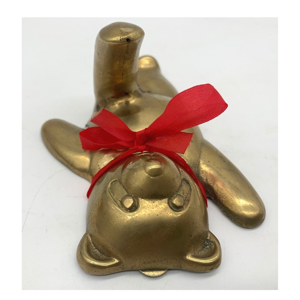 Vtg Solid Brass Miniature Baskets Teddy Bear Figurine Lot Set Mid Century Decor - Picture 4 of 14